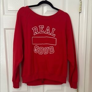 Aerie Red Crew Neck Sweater Casual Cotton Blend